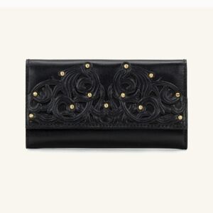 Patricia Nash Terresa Feligree Collection Black Leather RFID  Wallet